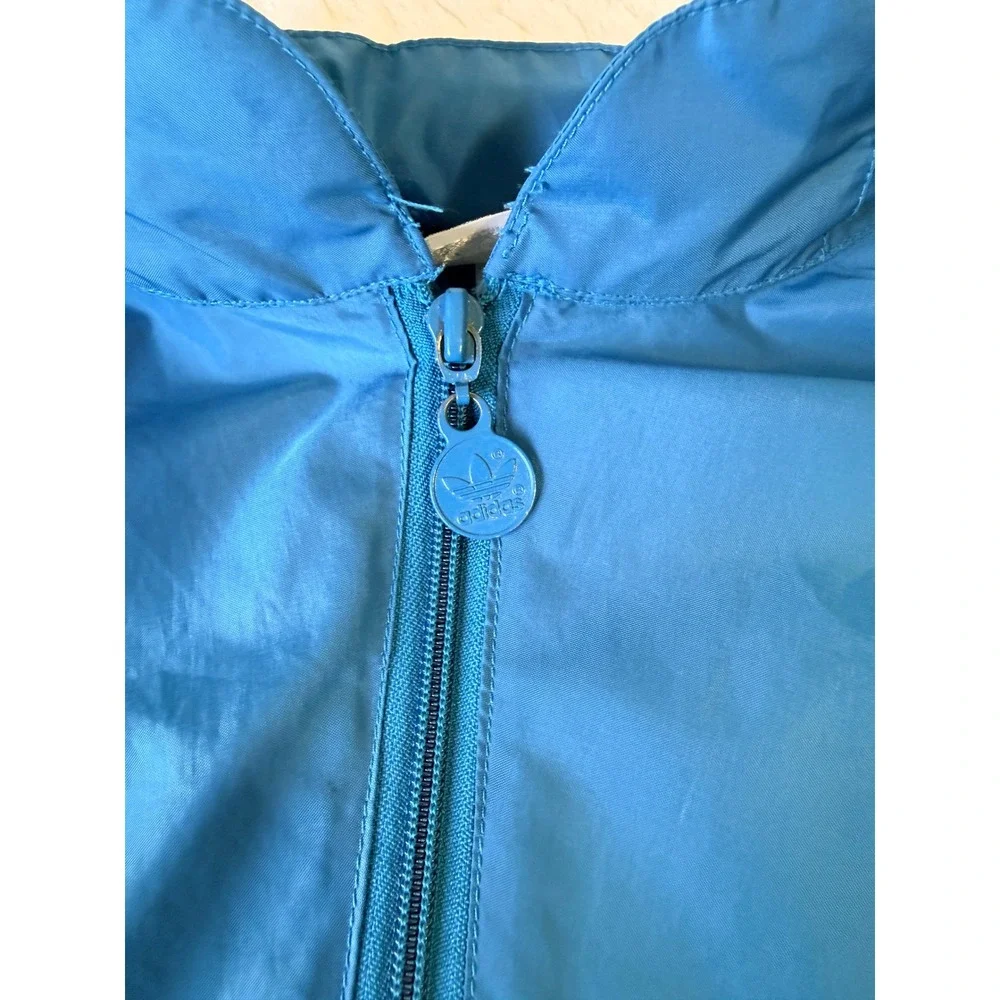 Vintage Adidas Mens 80s‎ Quarter Zip Windbreaker Blue Black Striped Trefoil XL